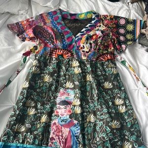 Beautiful Desigual mini dress or tunic. Empire waist. Classic artful clothing.
